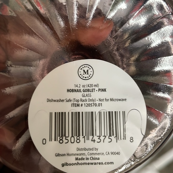 Martha Stewart Chauncey Hobnail Goblet in Pink (Set of Two) - Picture 6 of 7